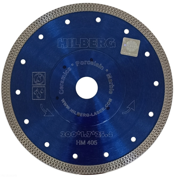 Диск алмазный отрезной 200*25,4/22,23 Hilberg Турбо ультратонкий х-тип HM405